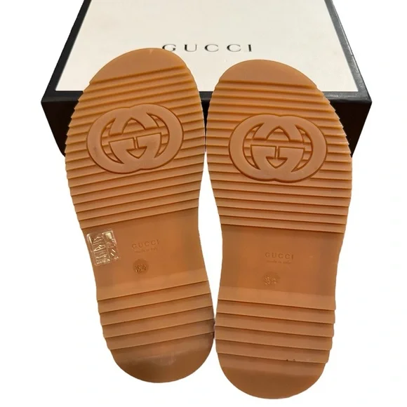 NWT Gucci Women's Beige and Burgundy Platform Mules - Picture 5 of 7